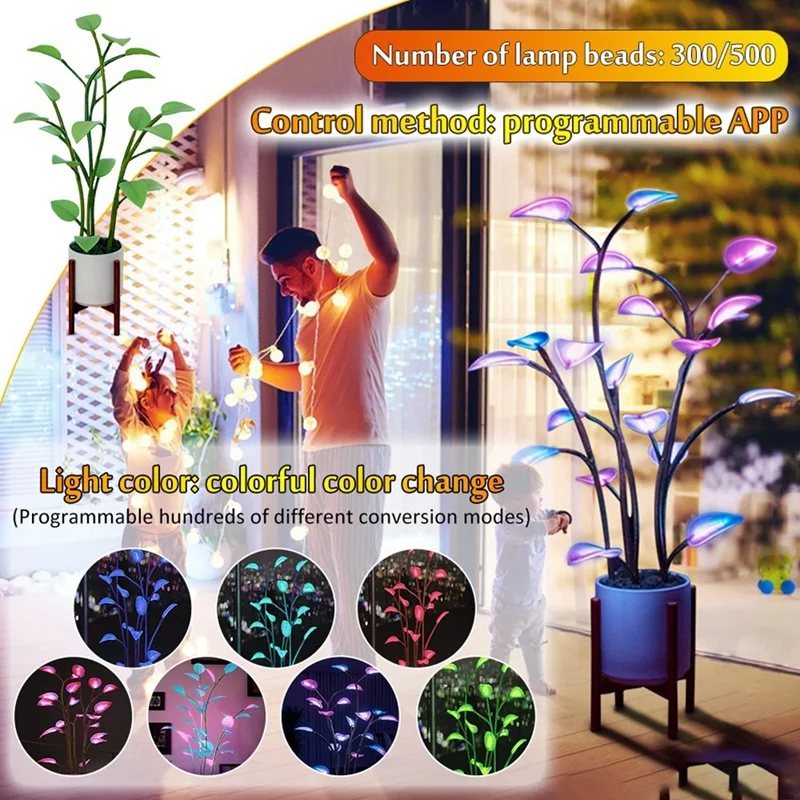 

LED Houseplant Lamp Indoor Decor Atmosphere Night Light Changeable Color Plant Lamp for Home Decor Bonsai Lights-A74P