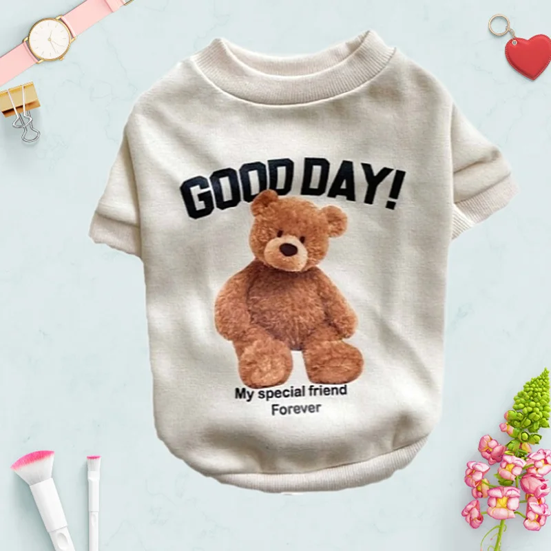 Cute Bear Dog Clothes Winter Pet Clothes Warm Dog Pullover Hoodie Clothes For Small Dogs Chihuahua Teedy Cartoon Bear Clothes