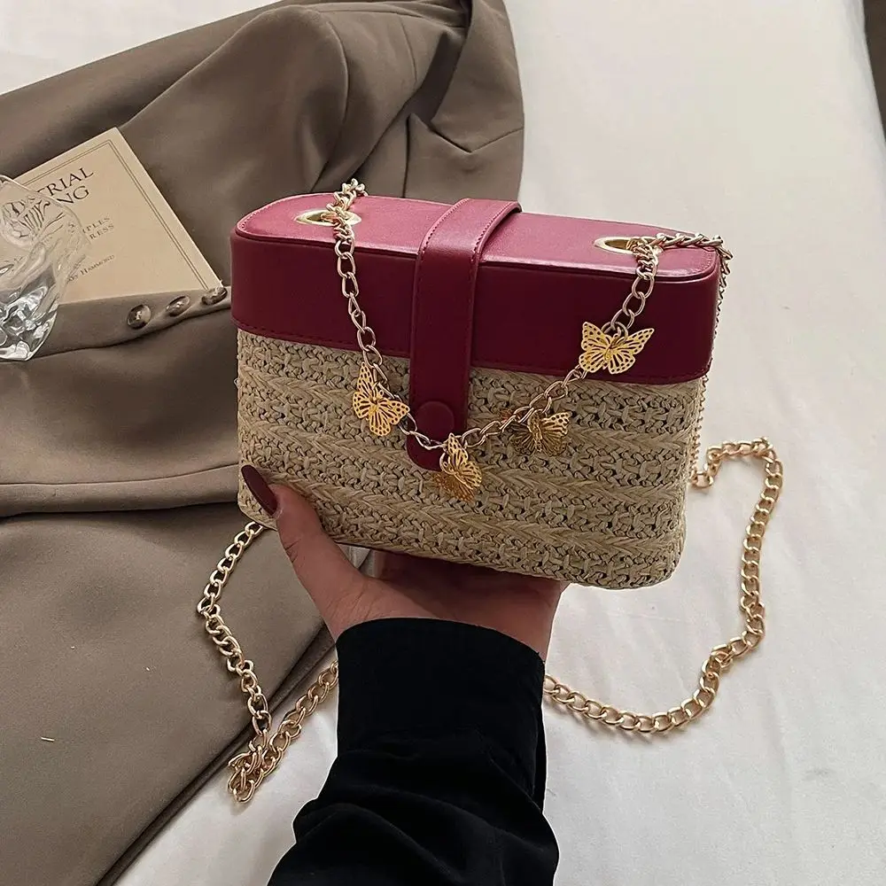 

Fashion Niche Chain Crossbody Bag Women's 2025 Summer Versatile Flap Shoulder Bags Butterfly Chain Weave Female Box Handbag