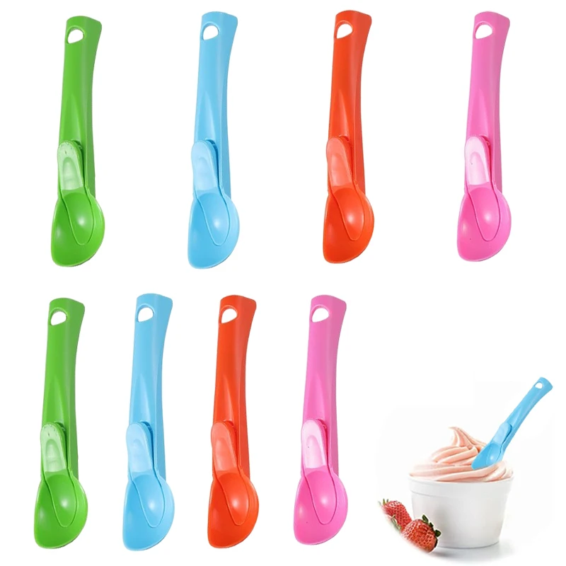 Cuillère à crème glacée épaissie en plastique, cuillère à dessert, cuillère à fruits, cuillère à pudding signée au yaourt, couteaux britanniques