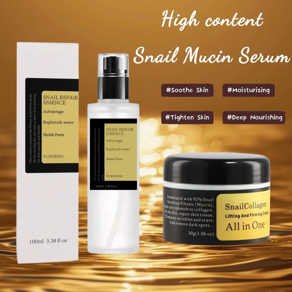 Snail Mucin serum and cream Tones the skin deep Moisturizing Tighten ing Firming Fading Fine Lines Korean Skin Care