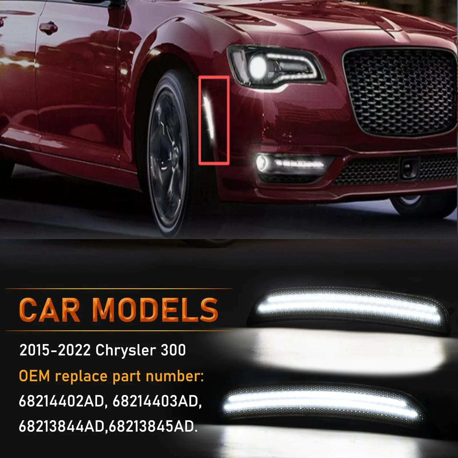 LED Side Marker Lamps For Chrysler 300 2015-2023 Front Rear Fender Blinker Signal Lights  OE:68213845AD 68214403AD