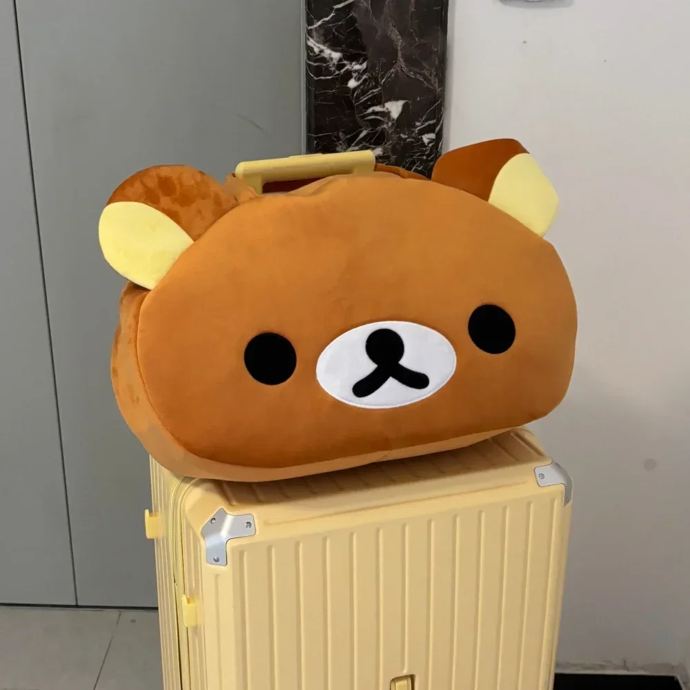 Kawaii Rilakkuma Plush Tote Bag Cute Brown Bear Cartoon Handbag Soft Casual Shoulder Bag For Women Girl Large Capacity