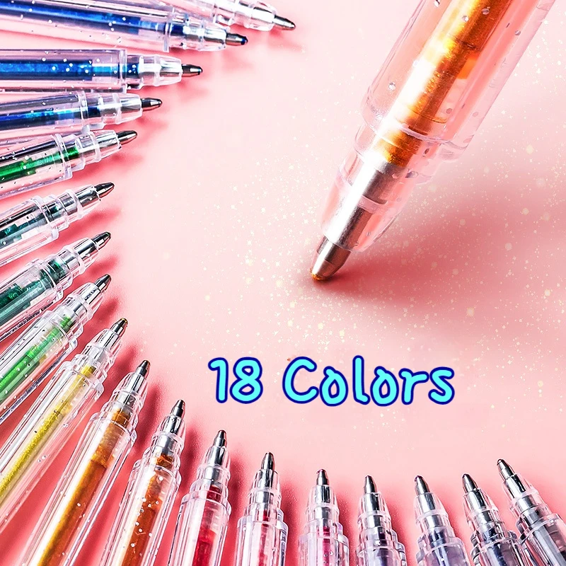 8/12/18 Colors Glitter Gel Pens 1.0MM color Gel Pen for School Office Coloring Book Journals Drawing Doodling DIY Art Markers