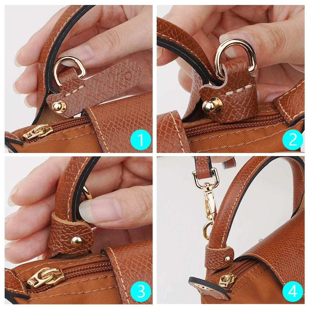 Genuine Leather Crossbody Bag Shoulder Strap Fit for New Longchamp mini Replacement without punching modification Accessories