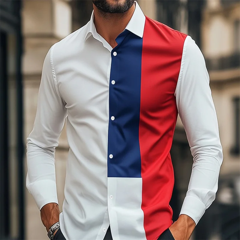 

Multi-color fluid pattern 3d Print Men Long Sleeve Shirts Personality Tops Autumn Casual Single-Breasted Blouse Male Clothing