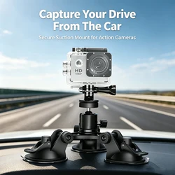 Car Triple Suction Cup Mount Holder For GoPro Hero 13 12 11 10 9 Insta360 SJCAM SJ4000 AKASO DJI Osmo Action Camera Accessories