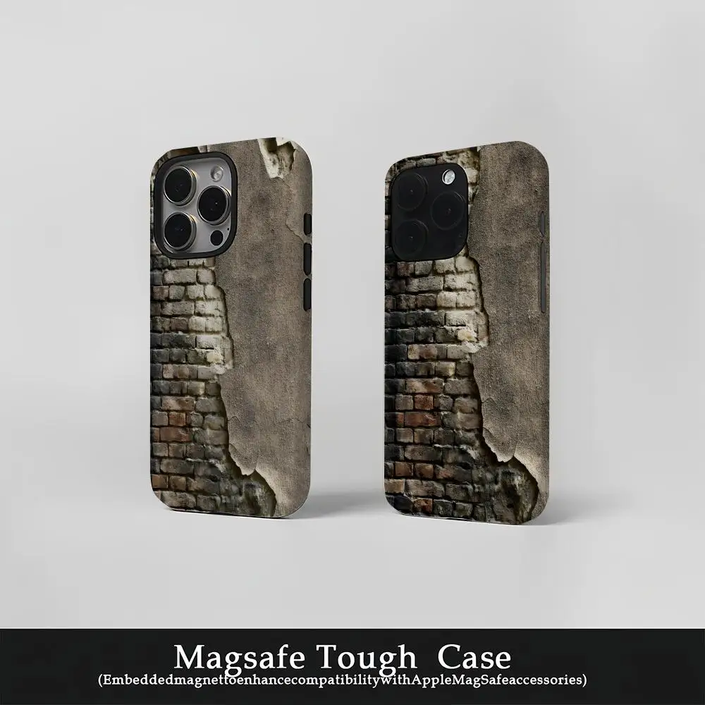

Brick walls retro cool Phone Case Film Korean INS for iPhone 16 15 14 13 12 11 Pro Max Plus Luxury Magnetic Double-layer Cover