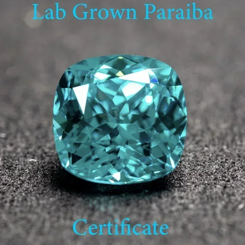 

Paraiba Square Cushion Lab Grown Sapphire VVS1 Charms Diy Advanced Jewelry Making Materials Selectable AGL Certificate
