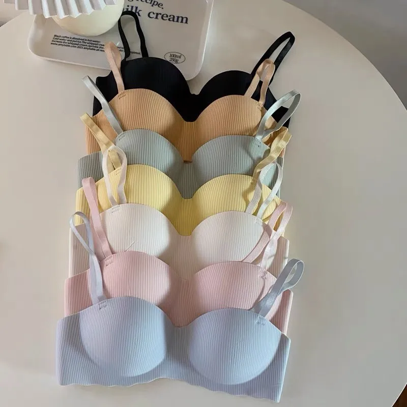 Seamless Half Cup Cloud Nude Underwear Women  Small Breast Gathering Support Anti-Sagging Soft Support Wireless Bra