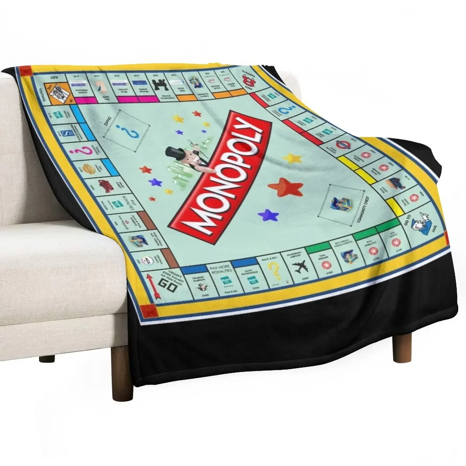 

Monopoly Classic Board Game Throw Blanket Perfect Home Textile for Game Lovers Valentines Gift Ideas