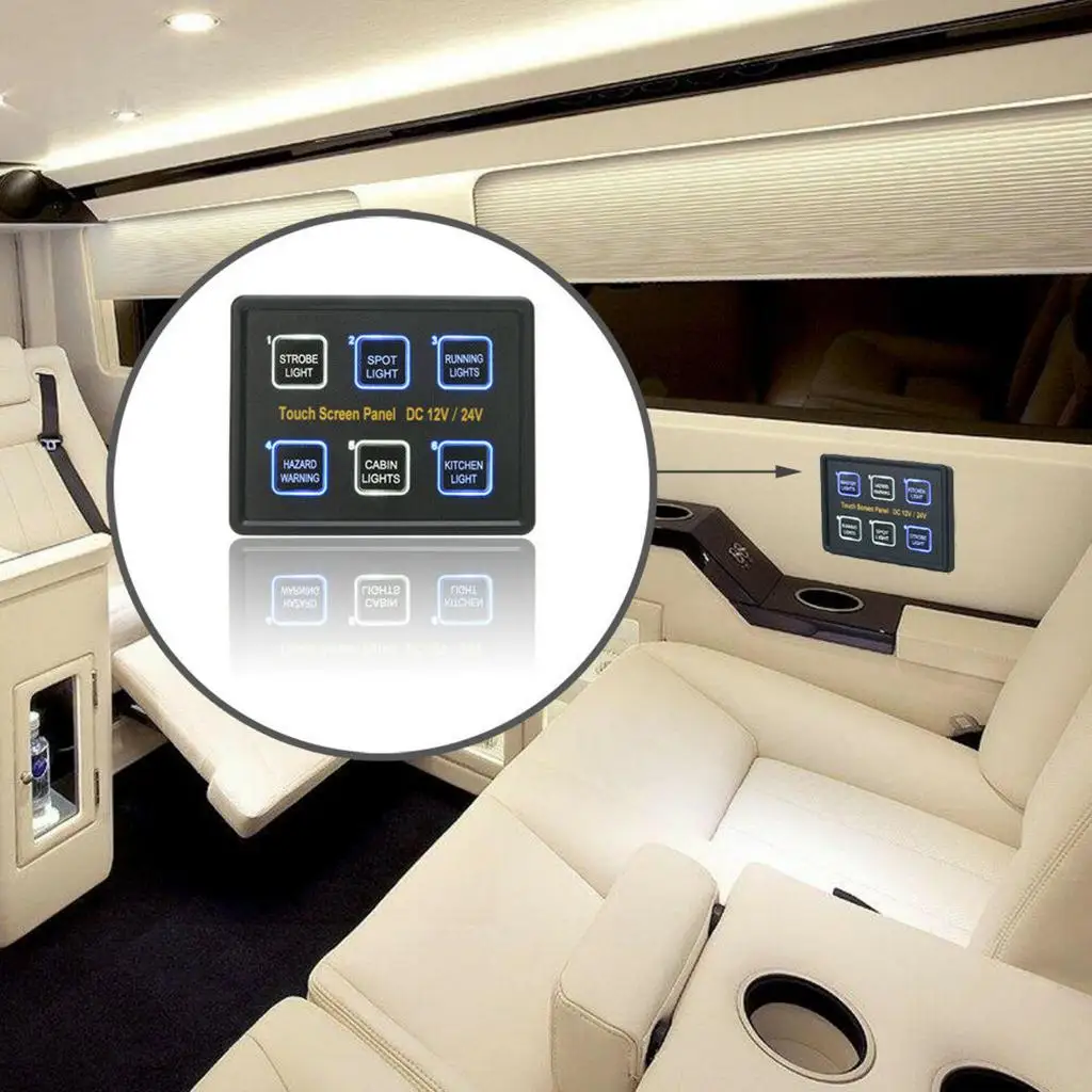 

6 Gang LED Switch Panel Panel Box for Car Marine Boat Caravan