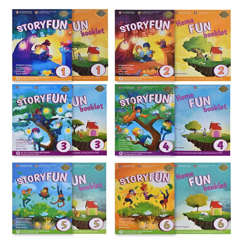 12pcs/Full Set Cambridge English YLE Examination Materials Storyfun Level1-6 Student’book+ Booklet For Young Learners