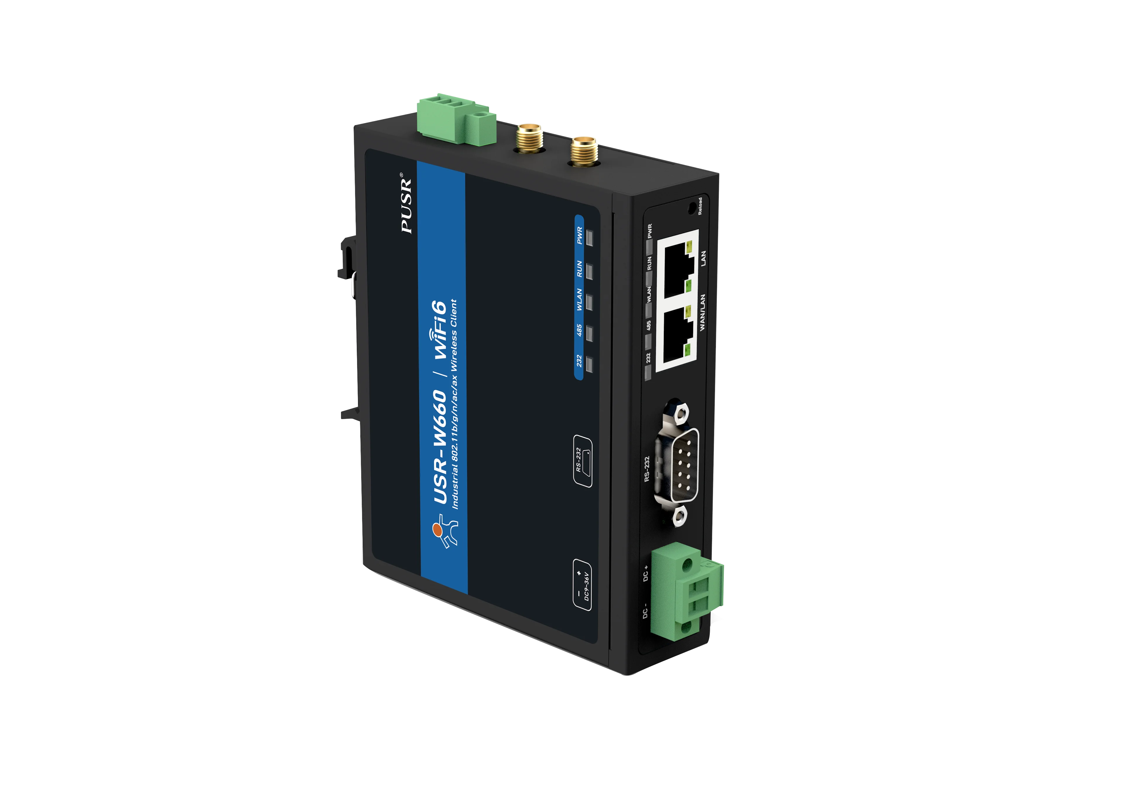 PUSR Dual Band Serial to WiFi6 Converter with MQTT SSL Quacomm WiFi Roaming Gigabit Port RS232 RS485 to WiFi6/Ethernet USR-W660