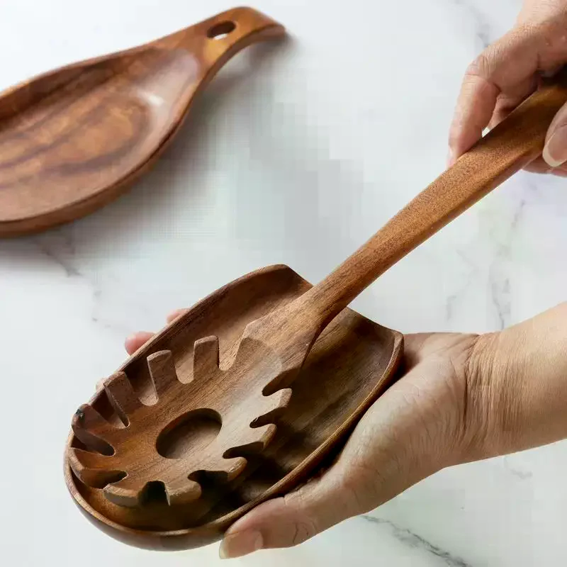 Rice Spoon Spatula Organizer Rack: 1Pcs Rosewood Kitchen Countertop Spoon Rest Holder Storage