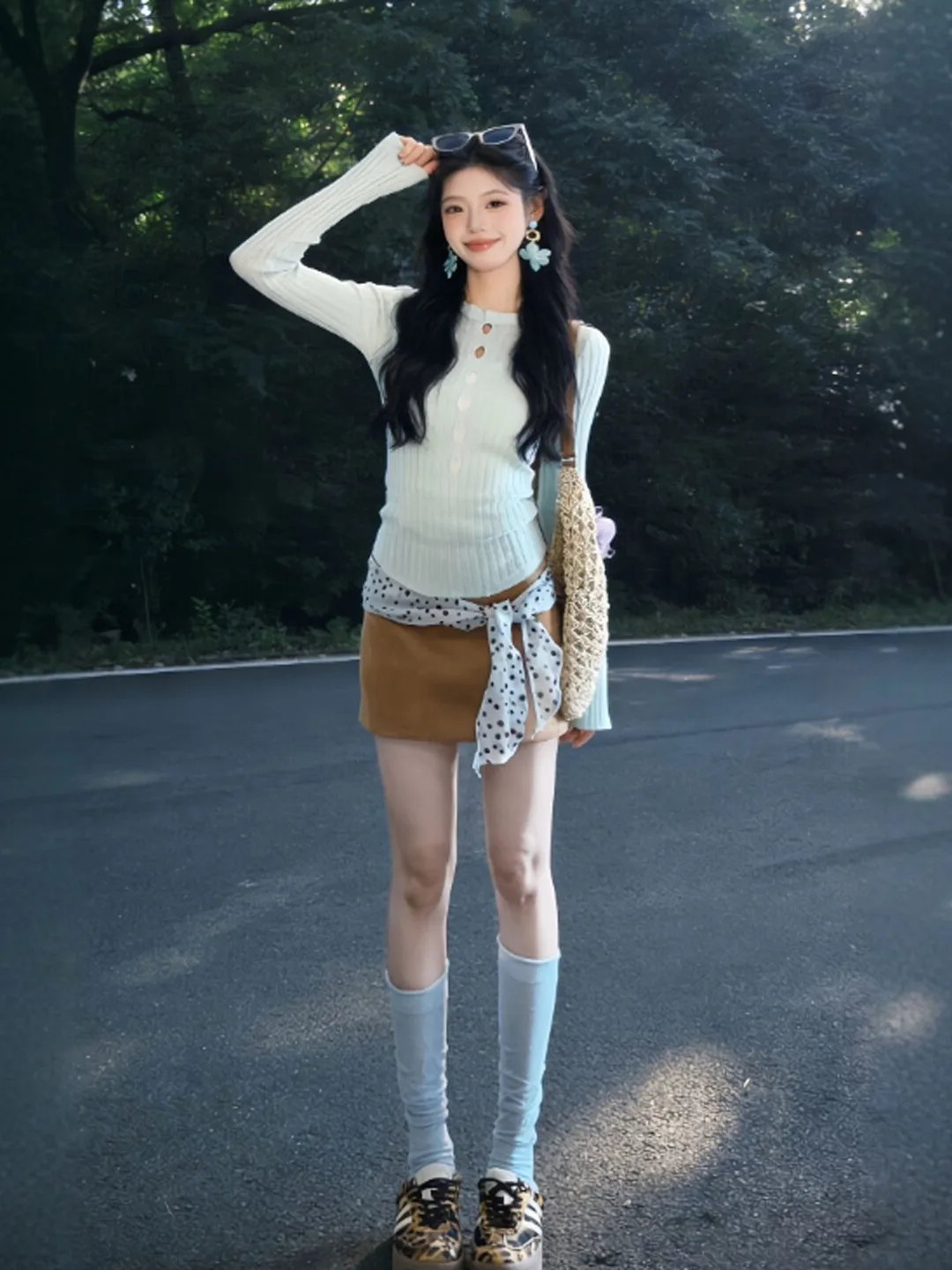 

Unique Small Size Ootd Matching Set Half Body Skirt Two Piece Suit Summer Fashion Women's Comfortable Warm Knitted Top Skirt