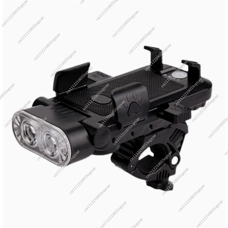 Front Light Mountain Bike Horn Lights One Button Lock Mobile Phone Rack Lighting Cycling Equipment Bicycle Headlight Four In One