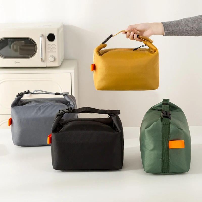Foldable Insulated Lunch Bag Thermal Bento Tote with Thick Aluminum Foil Waterproof Carrier for Work Picnic