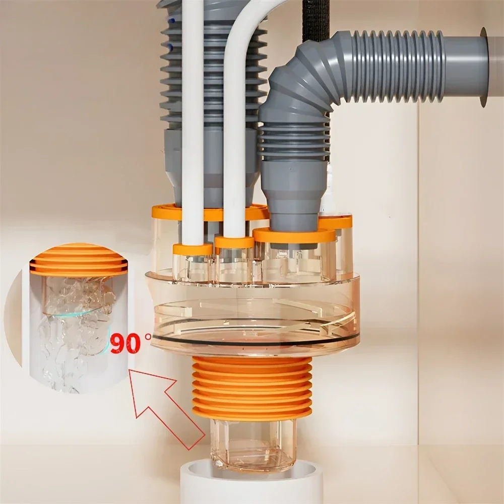 

Kitchen Basin Sewer Branch Anti Odor Sink Drain Pipe Adapter Dishwasher Water Pipe Connector Washing Machine Downpipe Supplies