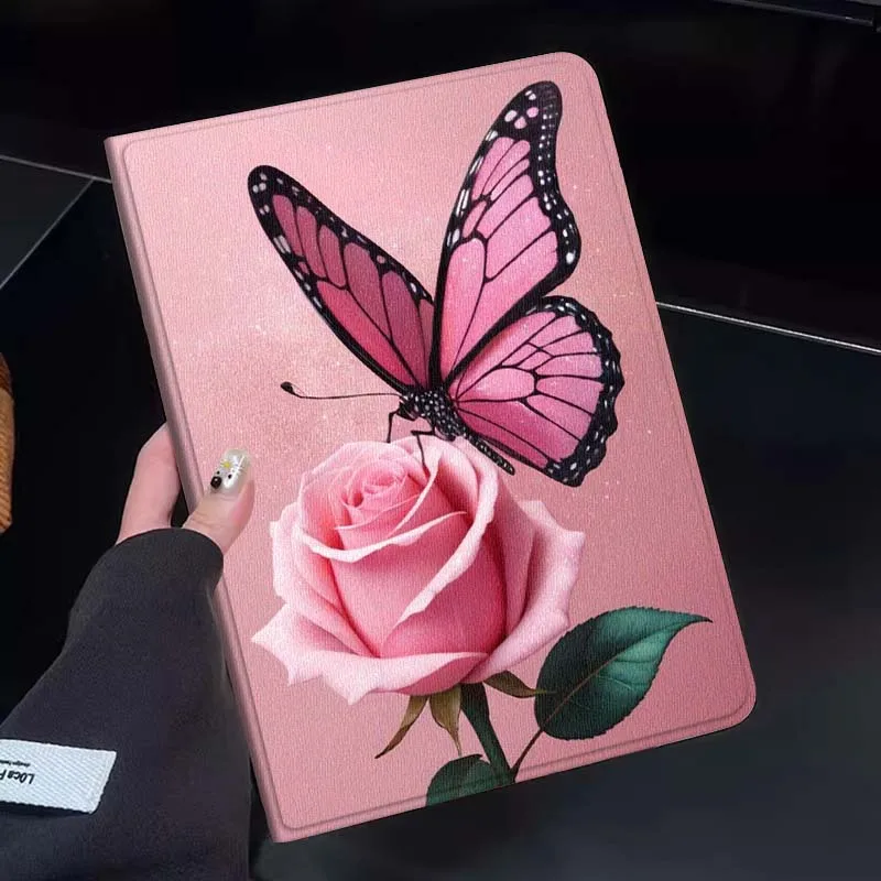 

Pink Rose Butterfly Wings Gift Tablet Case For Huawei Honor MatePad MediaPad Air 5 6 7 11 V6 V7 V8 V9 X9 X8 T10 T10s C5e T5