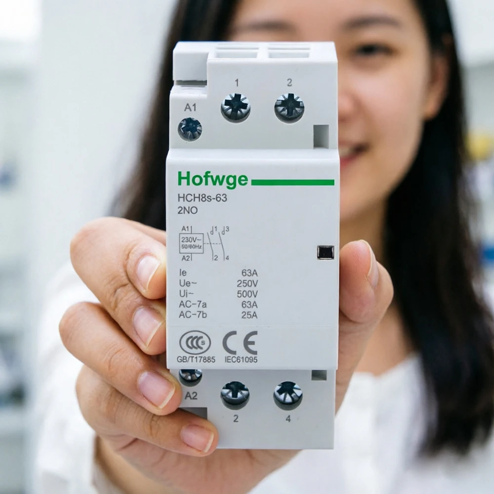 HCH8s-63 DC Contactor 2P 40A  63A 2NO 1NO1NC AC24V DC24V Automatic Householdr Contactor Din Rail Type 50Hz /60Hz
