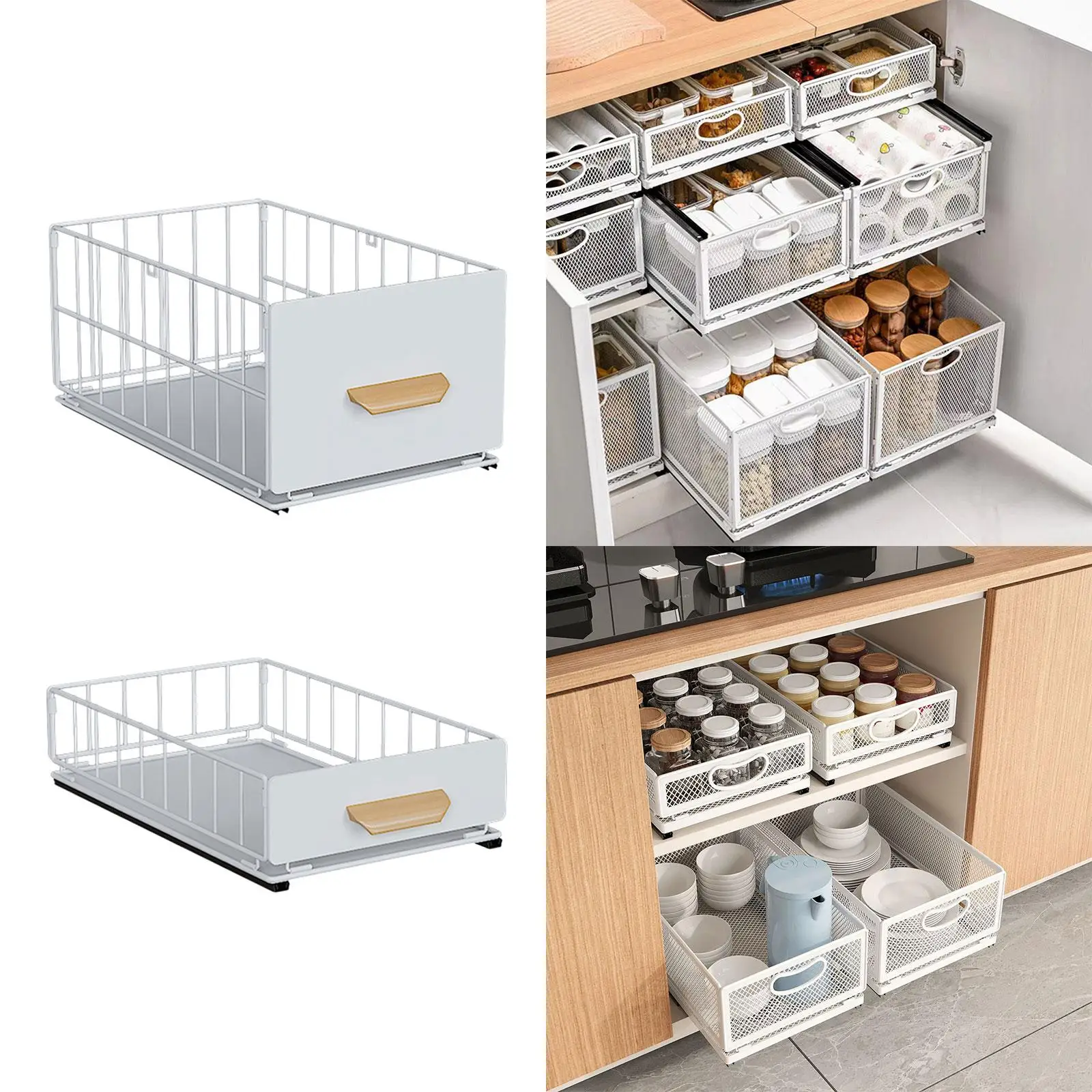 

Pull Out Cabinet Organizer Sliding Basket for Living Rooms Office Bathrooms