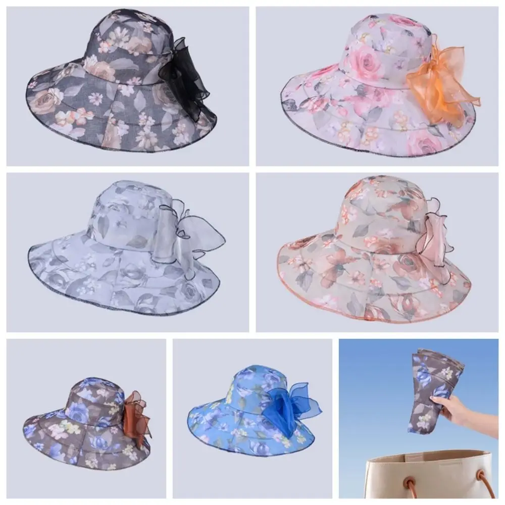 

Windproof Rope Mom Fisherman Hat Foldable Portable Thin Bow Sunshade Cap Lightweight Thin Sunscreen Basin Hat Spring
