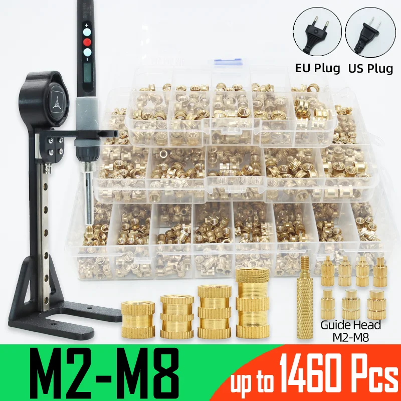 

Thread Insert Nut Heat Set Inserts Press Tool Soldering Iron Tip Embedded Kit M2 M3 M4 M5 M6 M8 for 3d Printing Part Copper Nuts