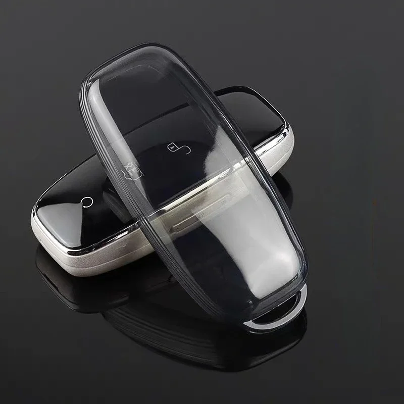 غطاء مفتاح فوب شفاف من مادة TPU لموديلات DENZA D9 N8 N7، جراب واقٍ مقاوم للصدمات ومضاد للخدش، شفاف أسود وأبيض #3