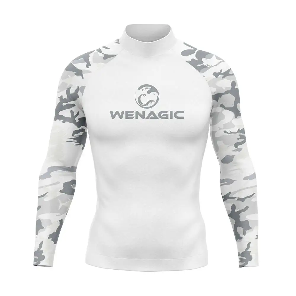 Men UV Protect Swimwear Camouflage Long Sleeve Swimsuit Rashguard Surfing Tights Rash Guard Surf Shirt Quick Dry Swim Clothes