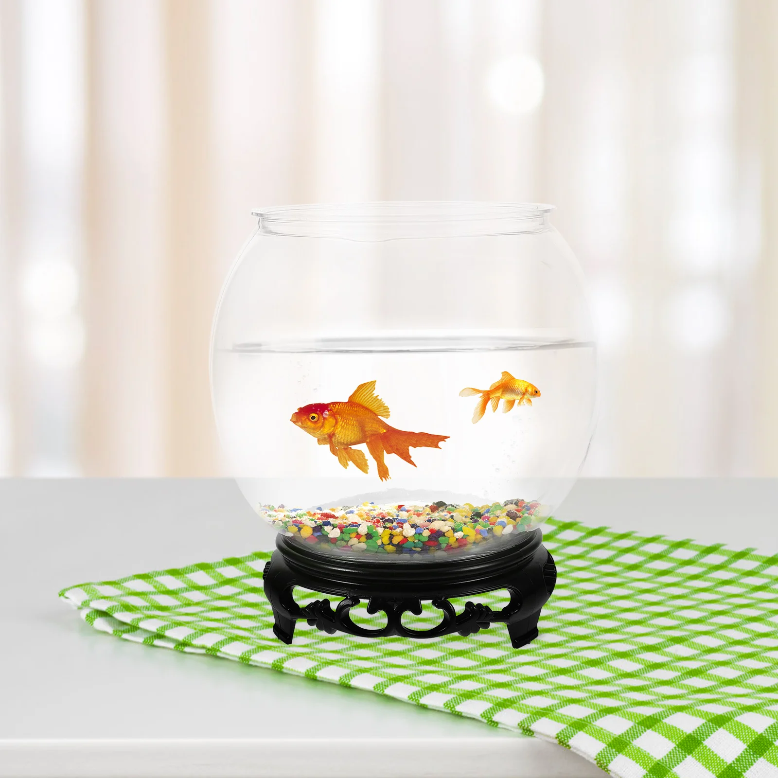 

1Set Anti-Fall Fish Tank Transparent Plastic Desktop Fish Bowl for Betta Goldfish Small Aquarium Decorative