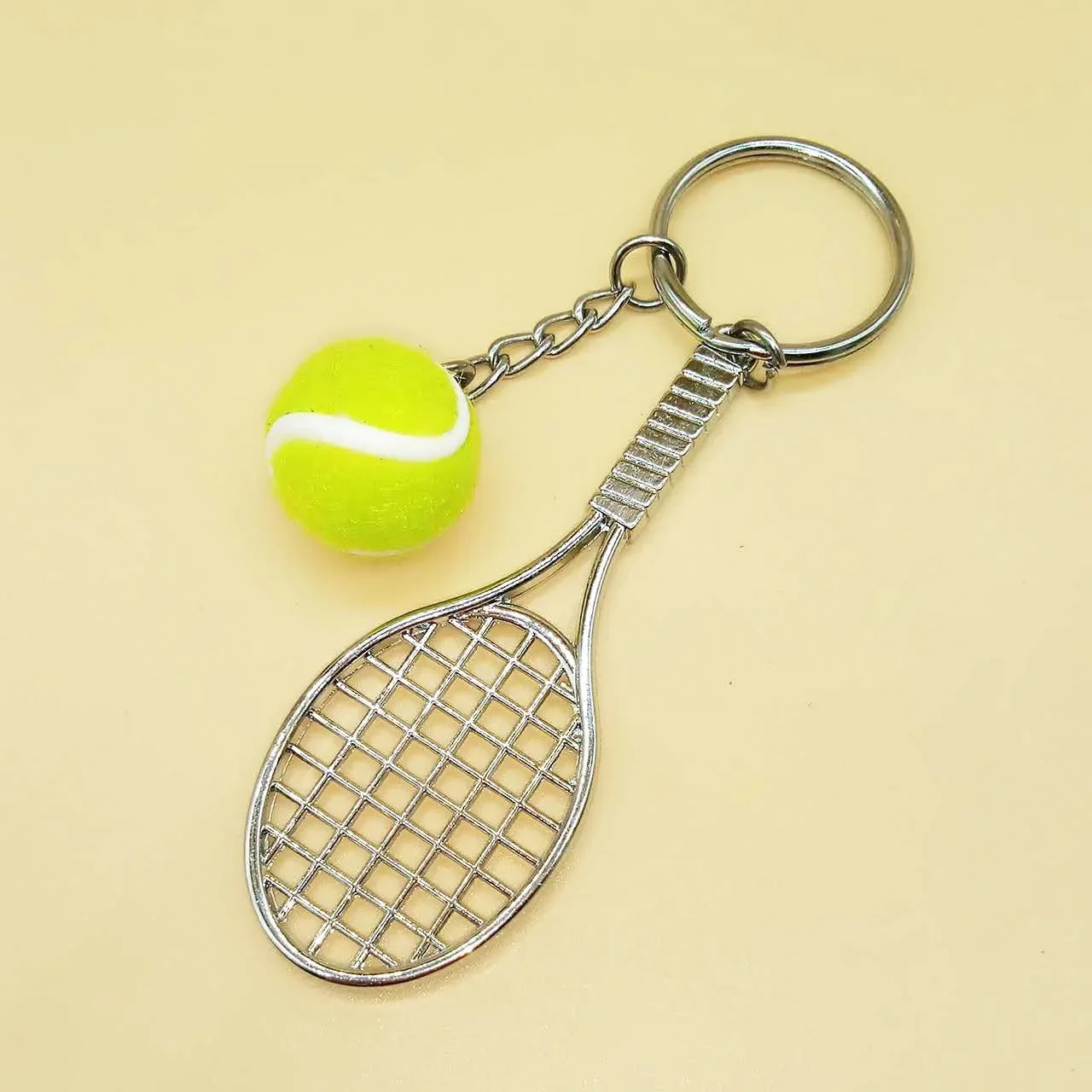 Creative Alloy Tennis Key Ring Tennis Racket Key Ring Pendant Sports Advertising Promotional Gifts Free Shipping DIY Jewelry.