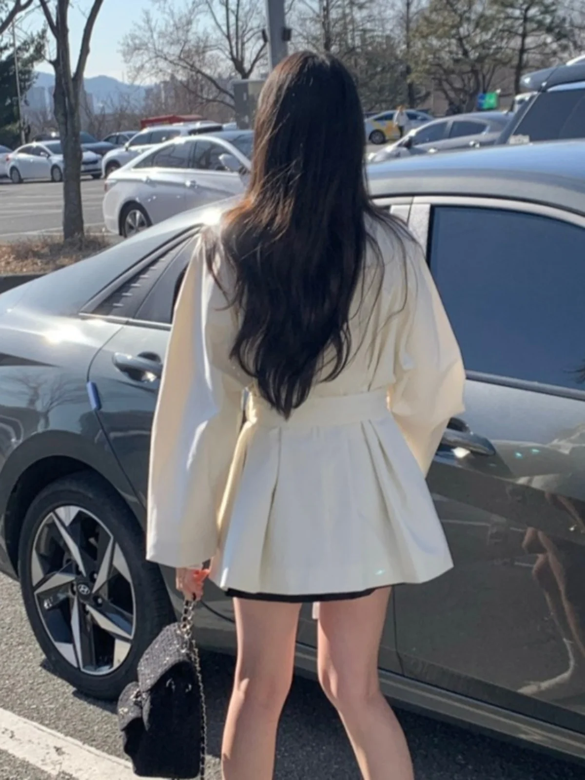 Women's Long Waist-Cinching Belted Coat Autumn New Sle Korean Version Loose Fit Long Sve Single Button Closure  Color