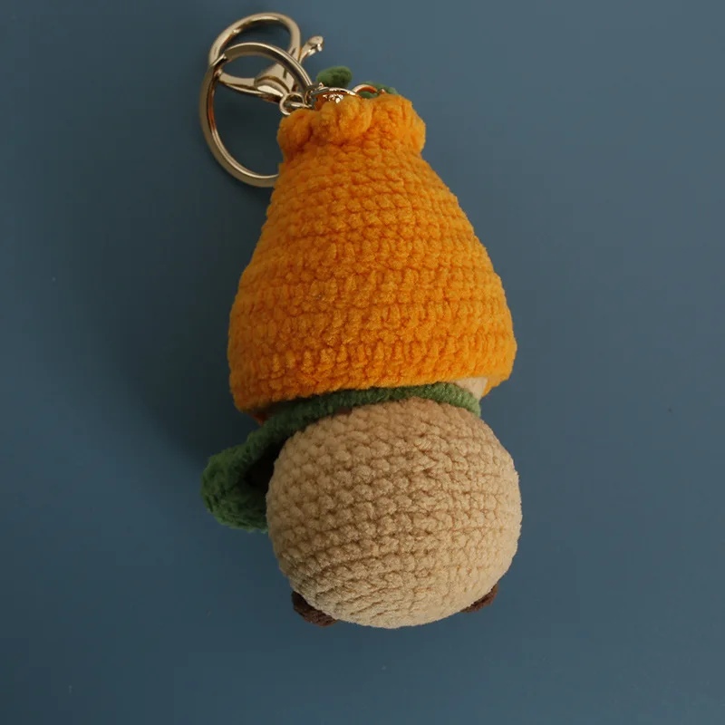 Handmade Crochet Capybara Pear Hat Keychain, Cute Sleepy Rodent Amigurumi Bag Pendant Gift