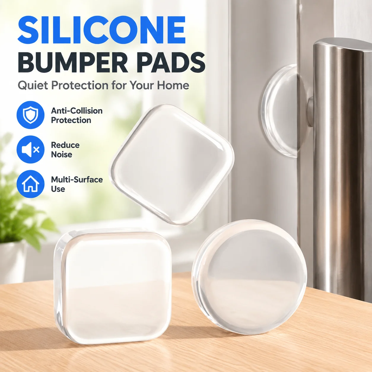 Silicone Door Handle Bumper Pads Anti-Collision Mute Stickers for Refrigerator Cabinet Rear Wall Protector
