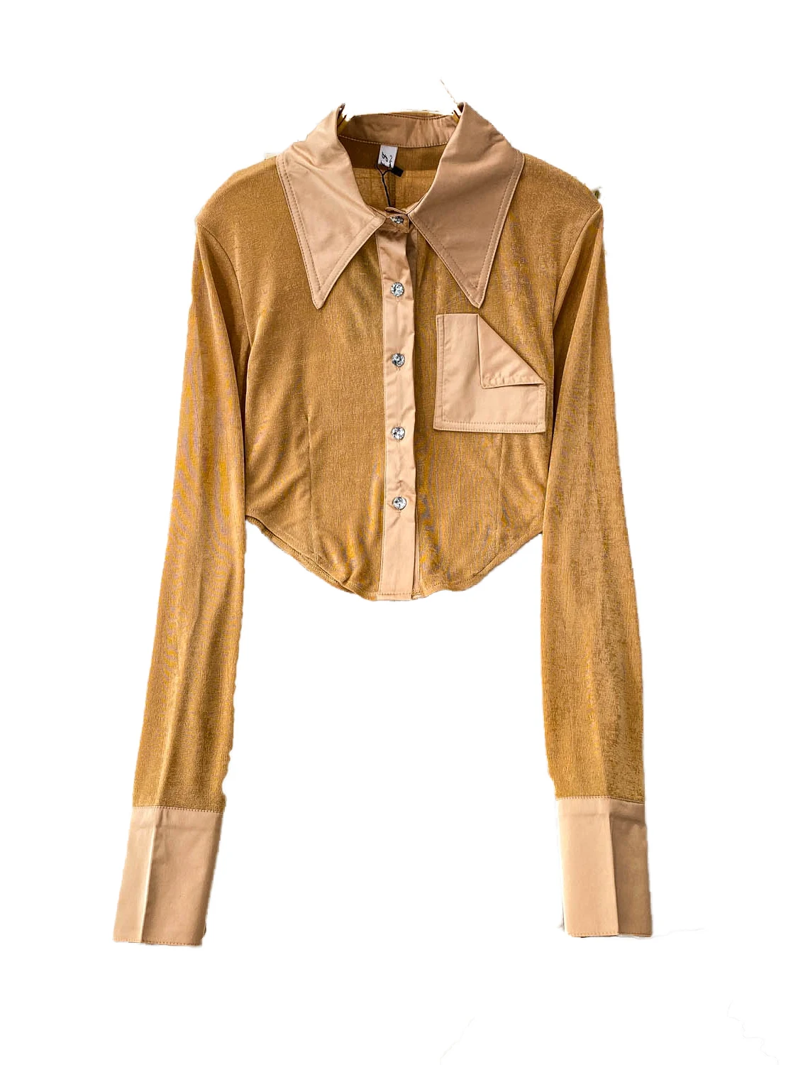 

2024 New Sle Women's Slim Fit Long Sve irt Single Button Collar Color Blo ort Outerwear Faionable Commute Wind