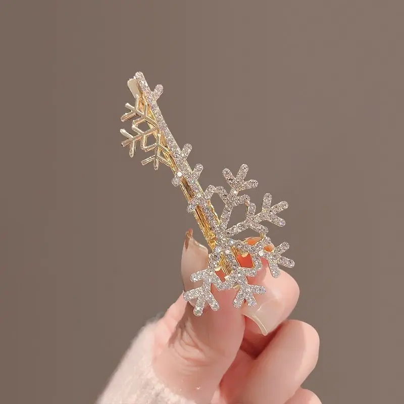 إكسسوار شعر ندفة الثلج متعدد الاستخدامات للنساء، مشبك جانبي عالي الجودة، دبوس شعر معدني، غطاء رأس عيد الميلاد حلو ومتعدد الاستخدامات #2