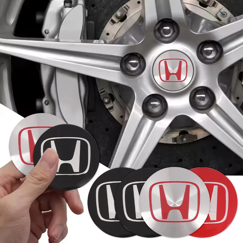 Novos Adesivos de Emblema para Tampa Central de Roda de Carro 4PCS 56mm para Honda Civic XR-V CR-Z CRV HRV City Accord Legend Jazz RR VTi Fit