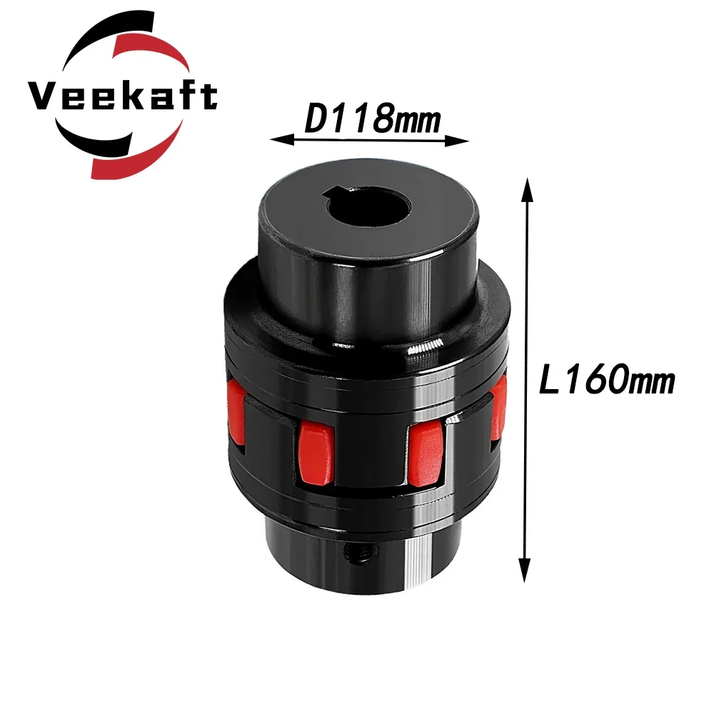 Veekaft 1PC XL7 D118L160 20/30/40/45/50/60/70mm GR55 CNC Motor Ballscrew Jaw Spider Plum Steel Shaft Coupler Flexible Couplin