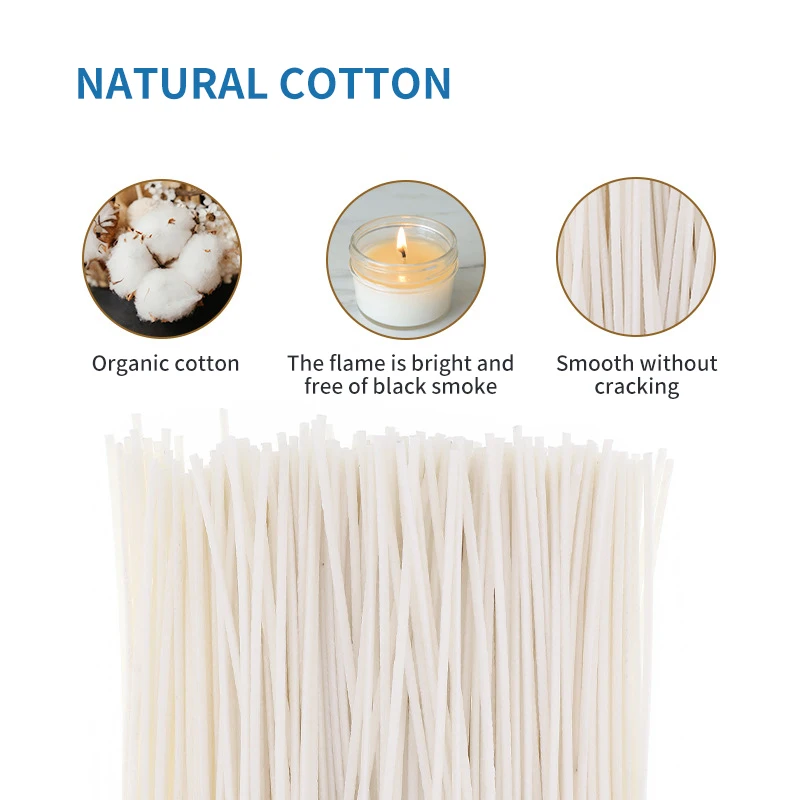 Zackoo 100Pcs Waxed Cotton Candle Wicks for Candles Making DIY White Soy Oil Wax Core Woven Smokeless Candle Supplies Accessori