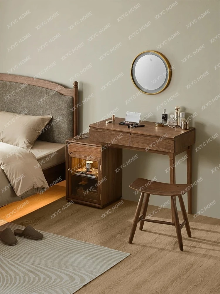 Nordic Solid Wood Dresser Desk Integrated Retractable Modern Simple Retro