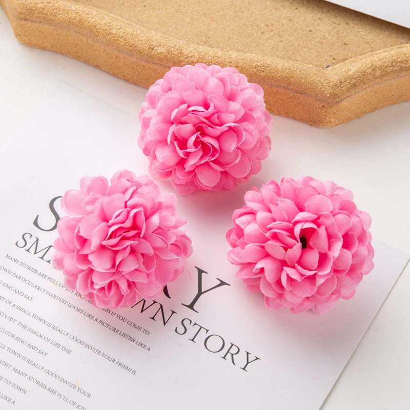 50 Stück künstliche Hortensien für Hochzeit, Garten, Heimdekoration, Weihnachtsfeier, DIY-Süßigkeitsschachtel, Sammelalbum, rosa Kugel, Chrysantheme – Detail 19