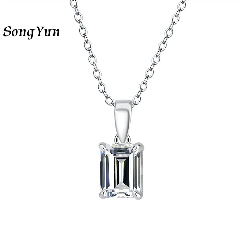 

SONGYUN Brand Jewelry 925 Sterling Silver Necklace Moissanite Diamond Modern Wedding for Bride Rhodium Plated MST Patent Pendant