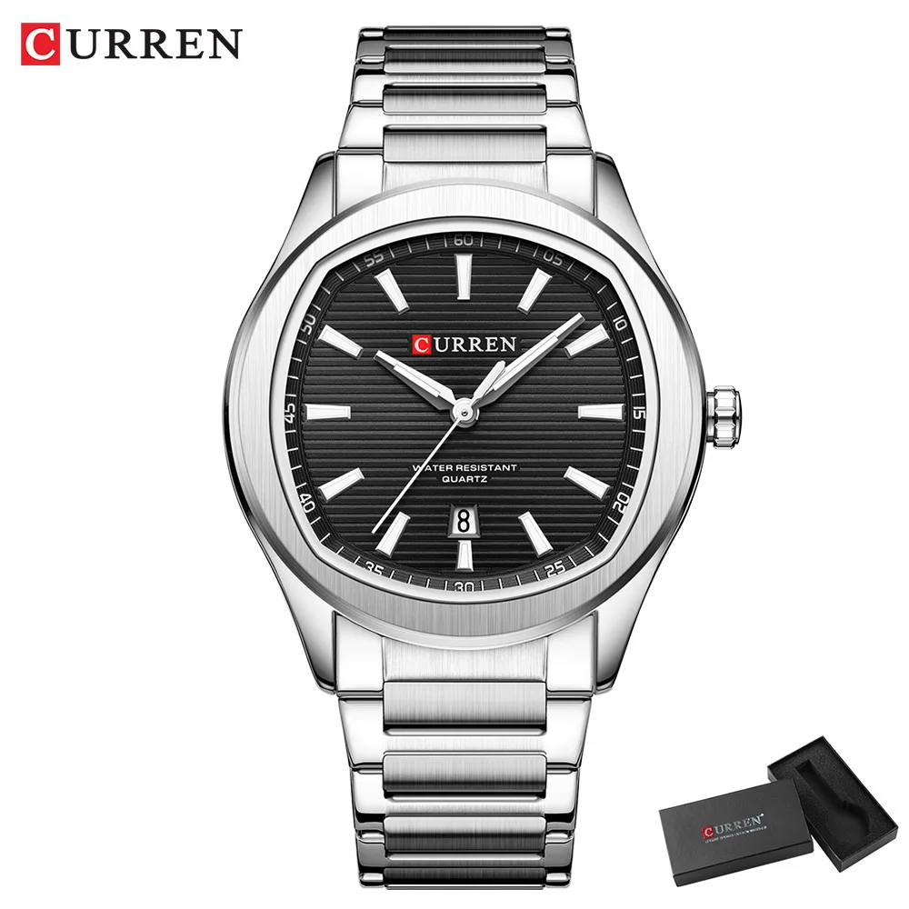 CURREN Modemarke Herrenuhr mit Edelstahlband, klassische, einfache Quarz-Armbanduhr für Männer, NEU 4
