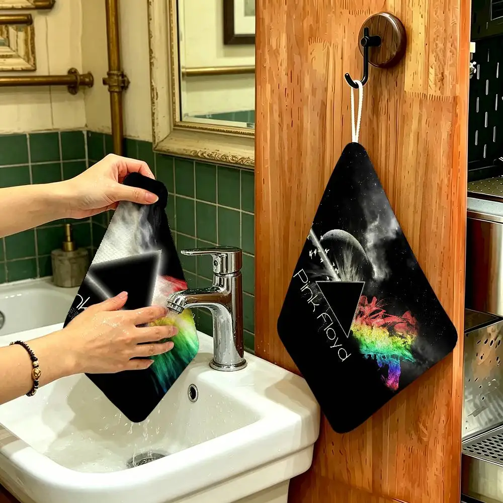 Rock Band P-Pink Floyds Polyester Cotton Hand Wiping Towel, Hanging Towel, Quick Dry for Kitchen Bathroom Daily Supplies