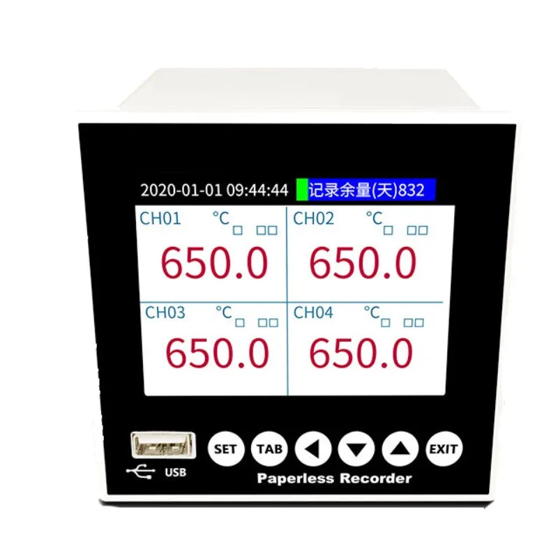 Industrial Multi-Channel Paperless Recorder, 3.5'' Color Touch Screen, RS485 for Temperature Pressure Vol-tage Current Input