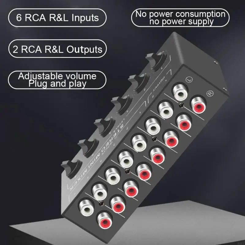 83CC MX620 Stereo Mixer 6 Channel Passive Auditory Interfaces 6In 2 Out With Easy Sound Control For Music Enthusiasts
