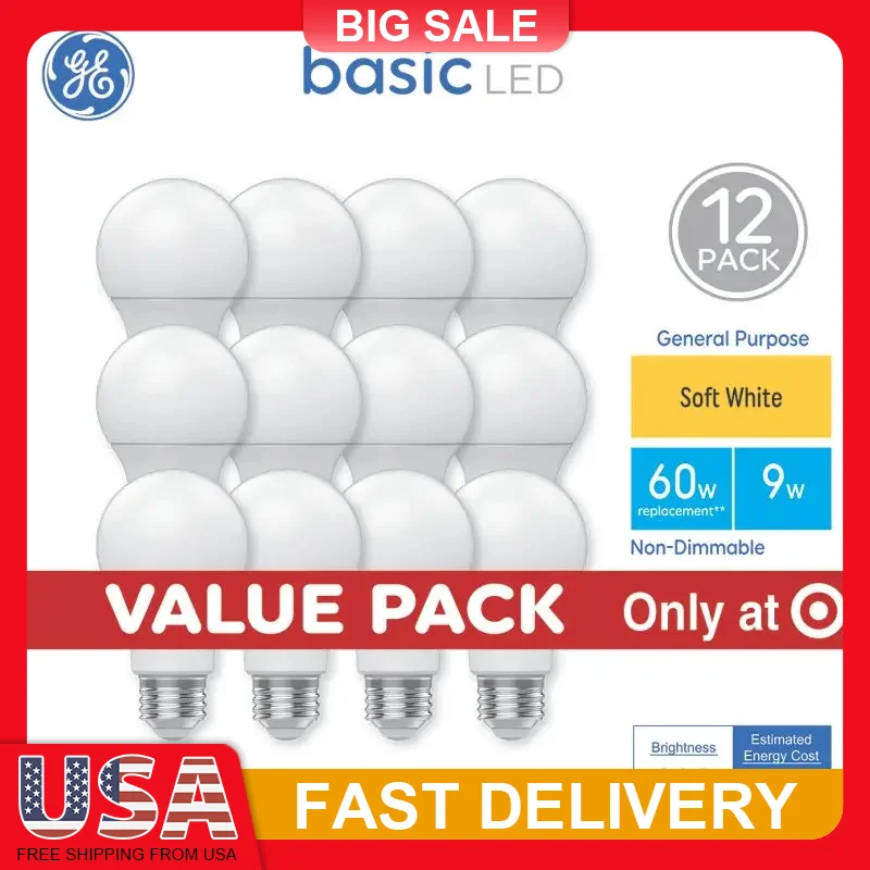 

12 Pack A19 LED Light Bulbs 9W 800 Lumens Soft White 2700K E26 Base Non Dimmable Frosted Indoor Bulbs Energy Saving Long Lasting