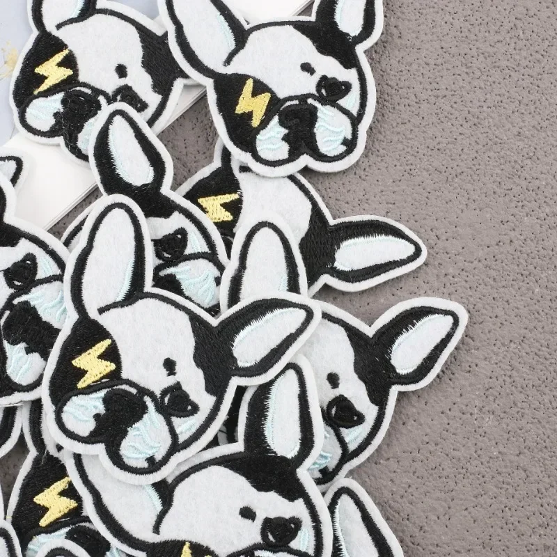 New Bulldog Cartoon Embroidery Cloth Sticker Ironing Computer Embroidery Chapter Label Pet Dog Clothes Hot Sale