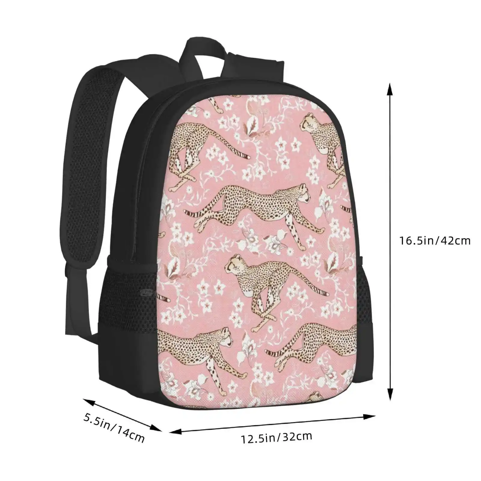 Cheetah Chintz-Cotton Candy Pink New Arrivals Unisex Bags Student Bag Backpack Exotic Big Cat Cats Vintage Retro Chintz Floral